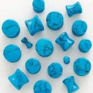 (2) Organic Blue Azurite Plugs 0g